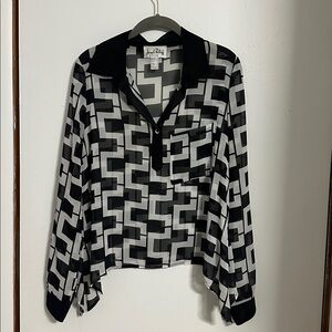 Joseph Ribkoff Black and Gray Geometric Top
